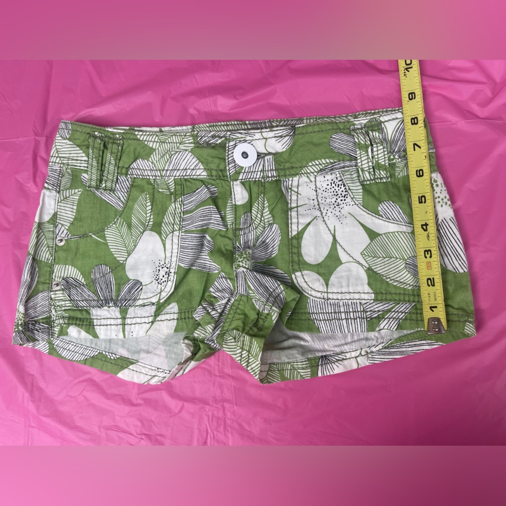 LOW RISE Z.Co JEANS Green Floral Shorts size 1 JUNIORS - Picture 6 of 12